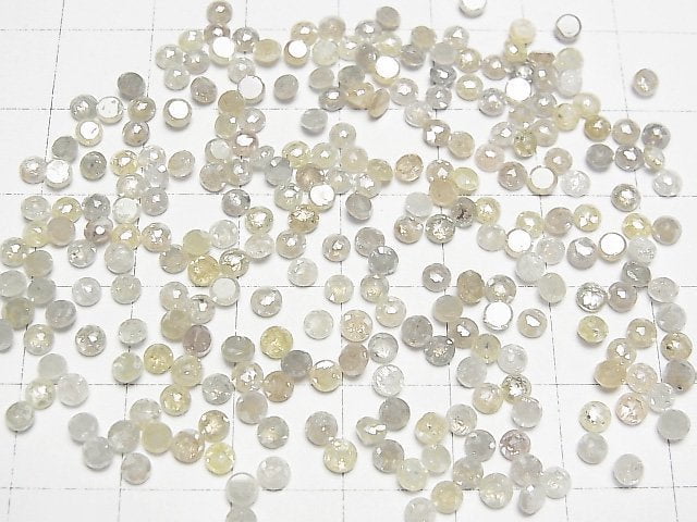 [Video] Light Gray-Yellow Diamond Round Rose Cut 3mm 3pcs