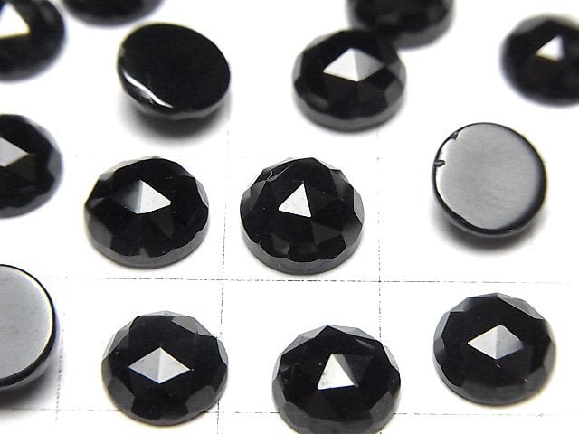 [Video]High Quality Black Spinel AAA Round Rose Cut 8x8mm 4pcs