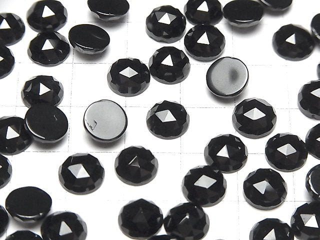 [Video]High Quality Black Spinel AAA Round Rose Cut 8x8mm 4pcs