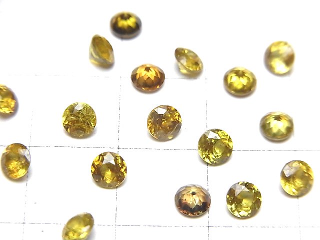 [Video]High Quality Sphene AAA Loose stone Round Faceted 4x4mm [olive color] 2pcs