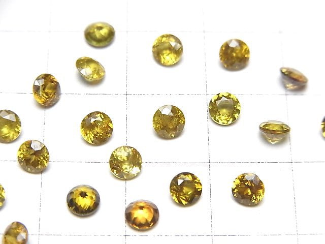 [Video]High Quality Sphene AAA Loose stone Round Faceted 4x4mm [olive color] 2pcs