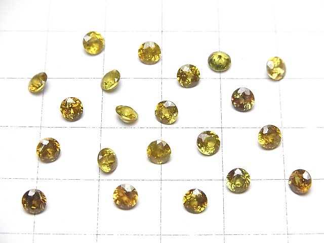 [Video]High Quality Sphene AAA Loose stone Round Faceted 4x4mm [olive color] 2pcs