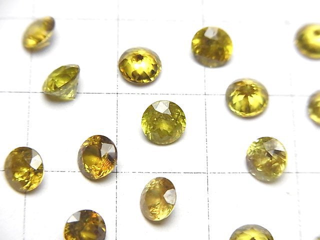 [Video]High Quality Sphene AAA Loose stone Round Faceted 5x5mm [Olive color] 1pc