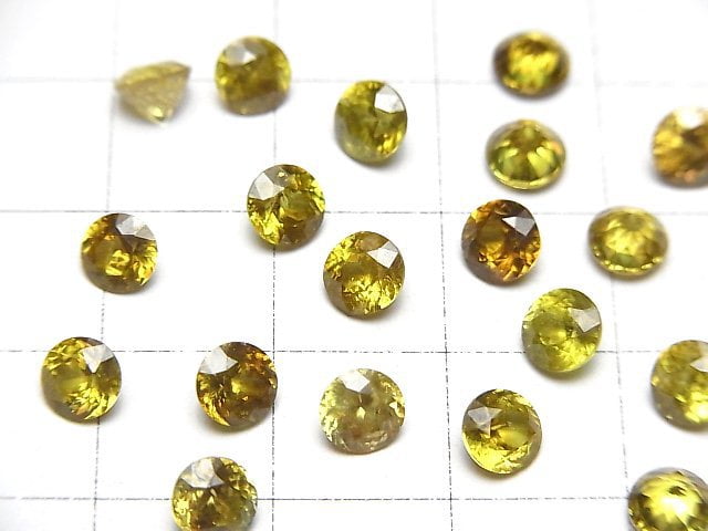 [Video]High Quality Sphene AAA Loose stone Round Faceted 5x5mm [Olive color] 1pc