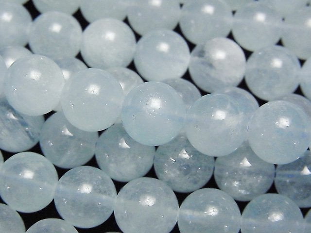 Aquamarine, Round Gemstone Beads