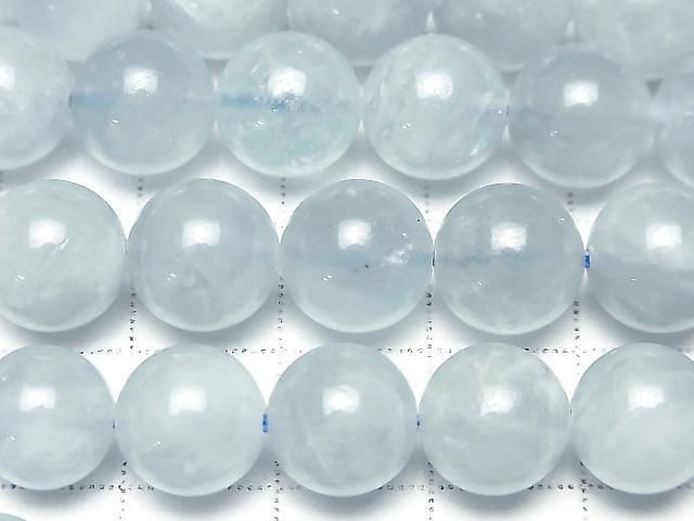 [Video] Aquamarine AA++ Round 10mm half or 1-strand beads (approx. 15 inches/37 cm)