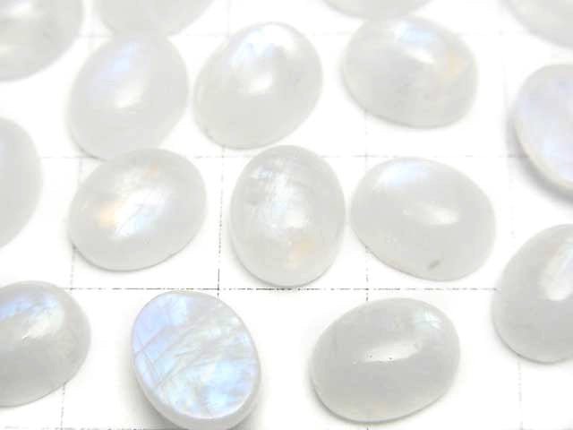 [Video] Rainbow Moonstone AA++ Oval Cabochon 10x8mm 5pcs