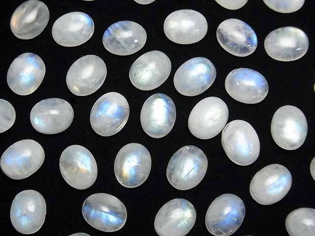 [Video] Rainbow Moonstone AA++ Oval Cabochon 10x8mm 5pcs