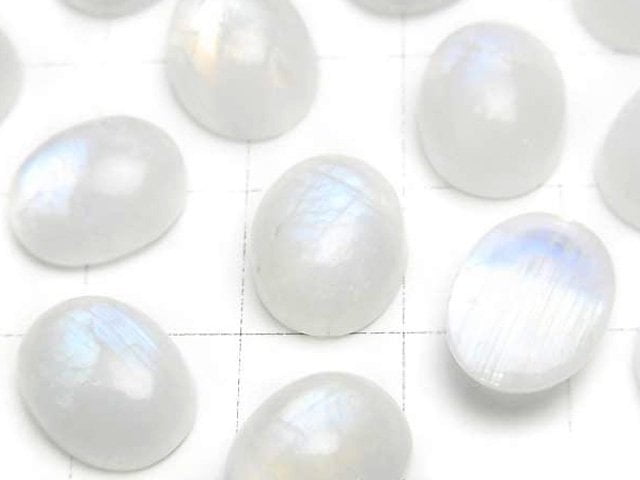 [Video] Rainbow Moonstone AA++ Oval Cabochon 12x10mm 2pcs