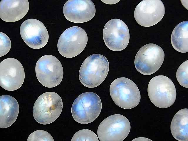 [Video] Rainbow Moonstone AA++ Oval Cabochon 12x10mm 2pcs