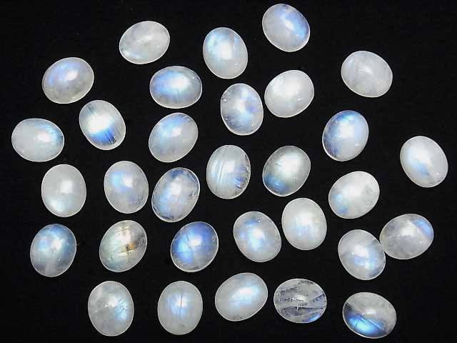 [Video] Rainbow Moonstone AA++ Oval Cabochon 12x10mm 2pcs