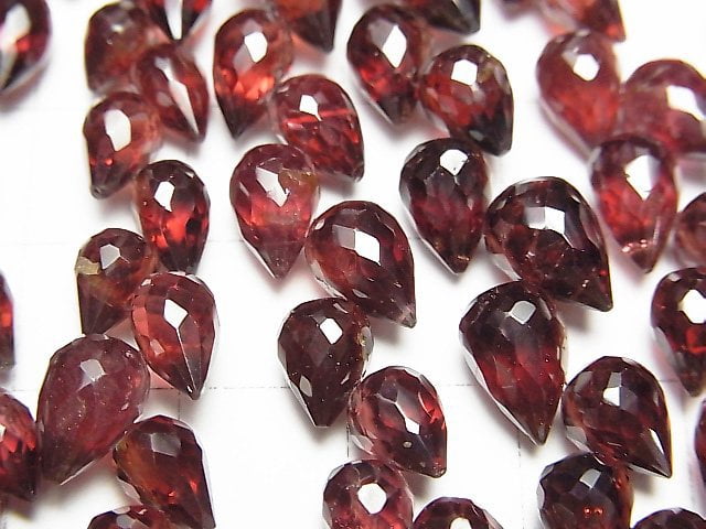 [Video]High Quality Mozambique Garnet AAA- Flower bud Drop Faceted Briolette 1strand beads (aprx.5inch/13cm)