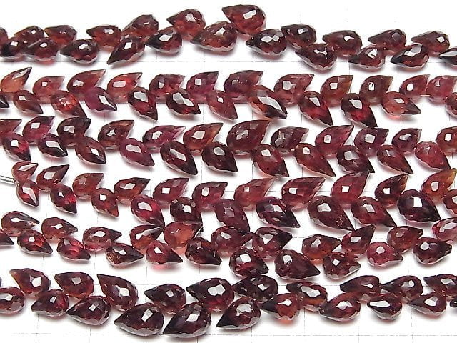 [Video]High Quality Mozambique Garnet AAA- Flower bud Drop Faceted Briolette 1strand beads (aprx.5inch/13cm)