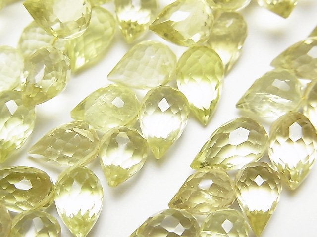 Drop, Faceted Briolette, Lemon Quartz Gemstone Beads