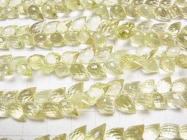 [Video]High Quality Lemon Quartz AAA Flower bud Drop Faceted Briolette 1strand beads (aprx.5inch/13cm)