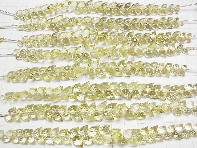 [Video]High Quality Lemon Quartz AAA Flower bud Drop Faceted Briolette 1strand beads (aprx.5inch/13cm)