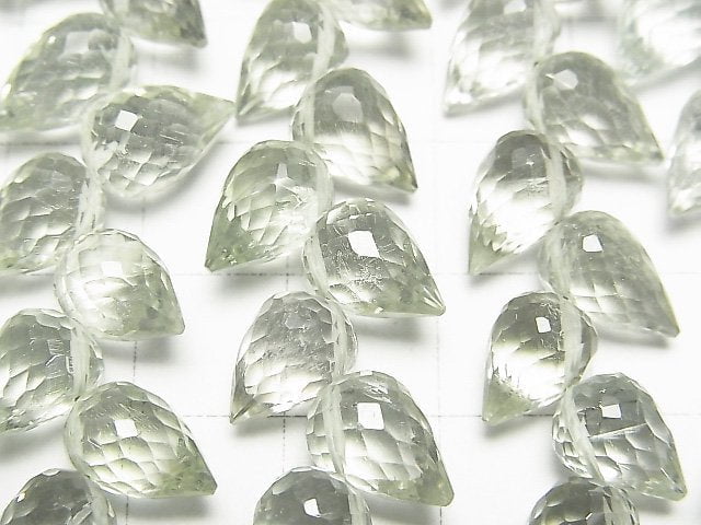 [Video]High Quality Green Amethyst AAA Flower bud Drop Faceted Briolette 1strand beads (aprx.5inch/13cm)