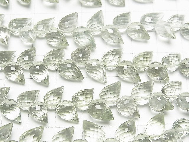 [Video]High Quality Green Amethyst AAA Flower bud Drop Faceted Briolette 1strand beads (aprx.5inch/13cm)