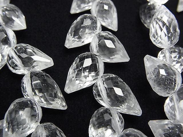 [Video] High Quality White Topaz AAA Flower Bud Faceted Briolette 1-strand beads (approx. 6 inches/15 cm)
