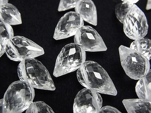 [Video] High Quality White Topaz AAA Flower Bud Faceted Briolette 1-strand beads (approx. 6 inches/15 cm)