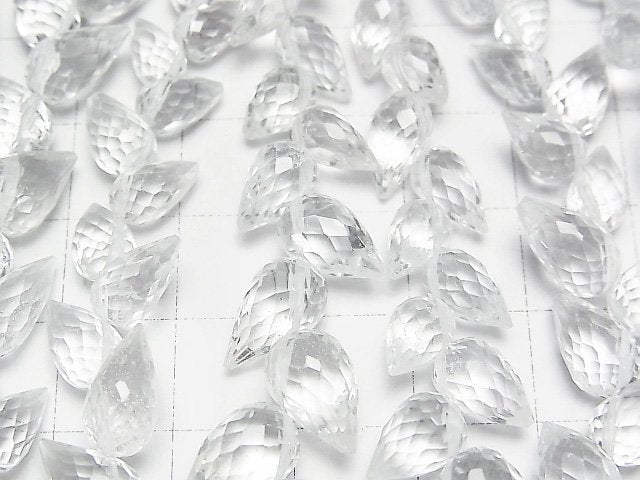 [Video]High Quality White Topaz AAA Flower Bud Faceted Briolette 1strand beads (aprx.6inch/15cm)