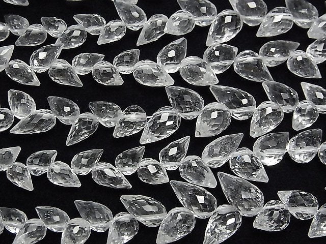 [Video]High Quality White Topaz AAA Flower Bud Faceted Briolette 1strand beads (aprx.6inch/15cm)