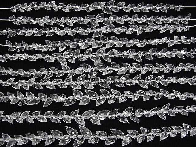 [Video]High Quality White Topaz AAA Flower Bud Faceted Briolette 1strand beads (aprx.6inch/15cm)