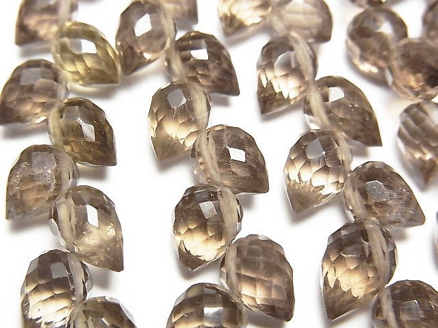 Drop, Faceted Briolette, Smoky Quartz Gemstone Beads