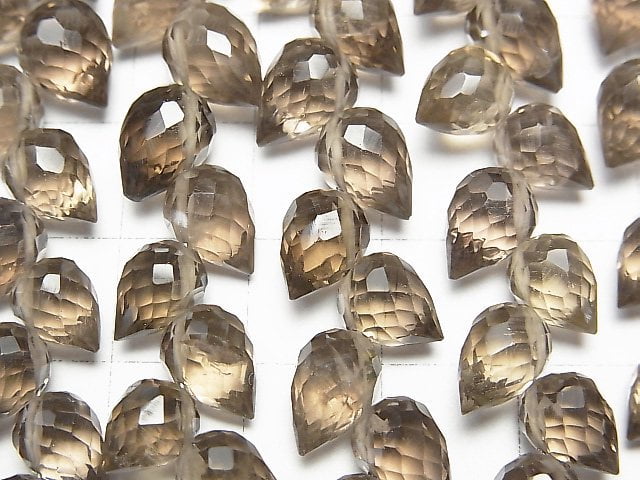 [Video]High Quality Smoky Quartz AAA Flower bud Drop Faceted Briolette 1strand beads (aprx.6inch/15cm)