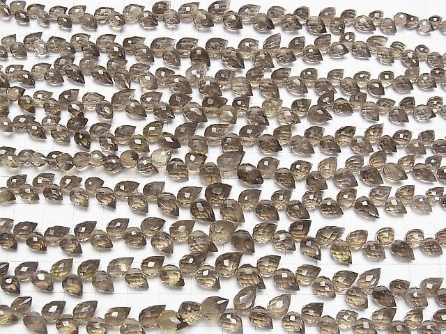 [Video]High Quality Smoky Quartz AAA Flower bud Drop Faceted Briolette 1strand beads (aprx.6inch/15cm)