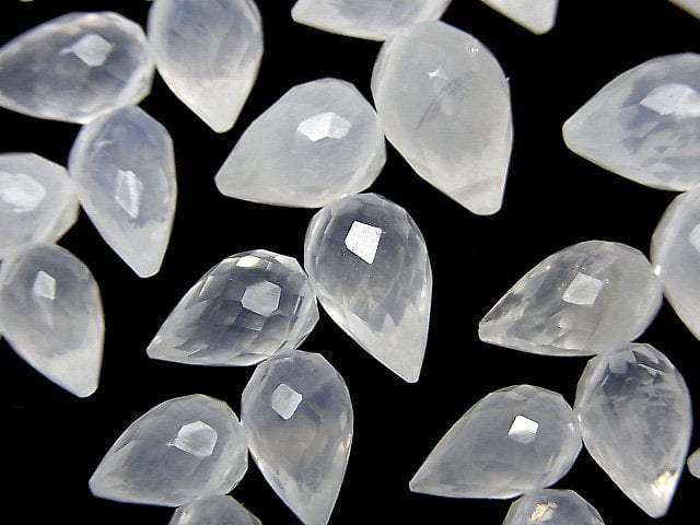 Crystal Quartz, Drop, Faceted Briolette Gemstone Beads