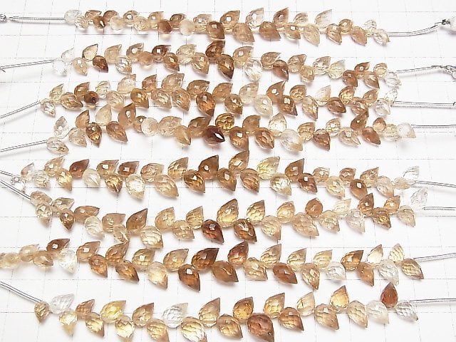 [Video]High Quality Brown Topaz AAA- Flower bud Drop Faceted Briolette 1strand beads (aprx.4inch/10cm)