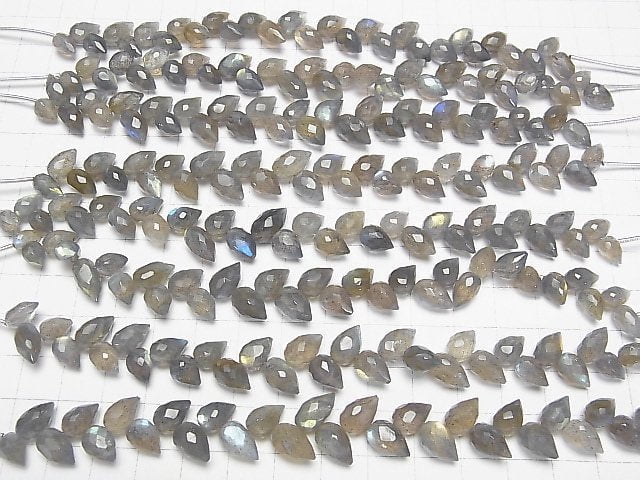 [Video]High Quality Labradorite AAA- Flower bud Drop Faceted Briolette 1strand beads (aprx.5inch/13cm)