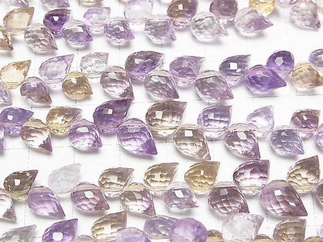 [Video]High Quality Amethyst xCitrine AAA Flower Bud Faceted Briolette 1strand beads (aprx.6inch/14cm)