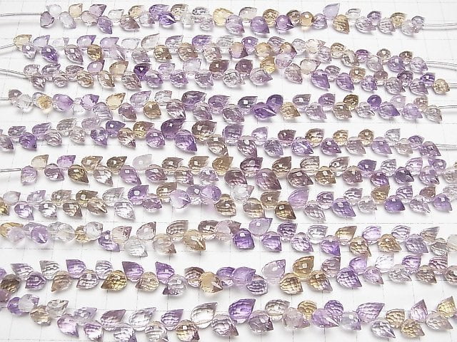 [Video]High Quality Amethyst xCitrine AAA Flower Bud Faceted Briolette 1strand beads (aprx.6inch/14cm)