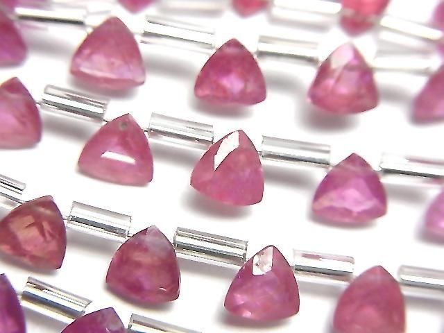 紅寶石（粉色藍寶石）AA++ 三角刻面 5x5mm 半串或 1 串珠子（13 顆）