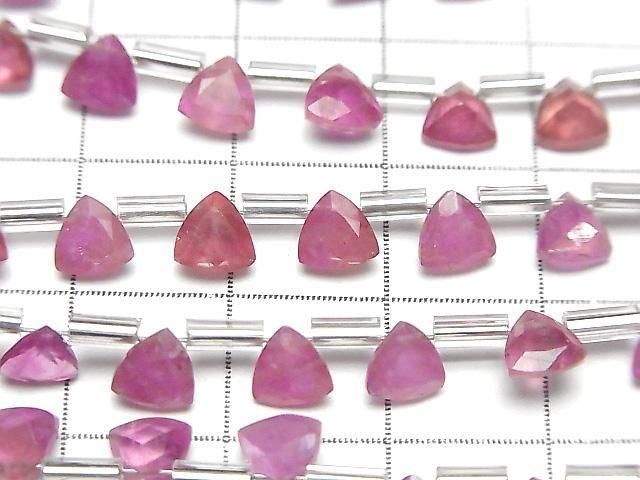 紅寶石（粉色藍寶石）AA++ 三角刻面 5x5mm 半串或 1 串珠子（13 顆）