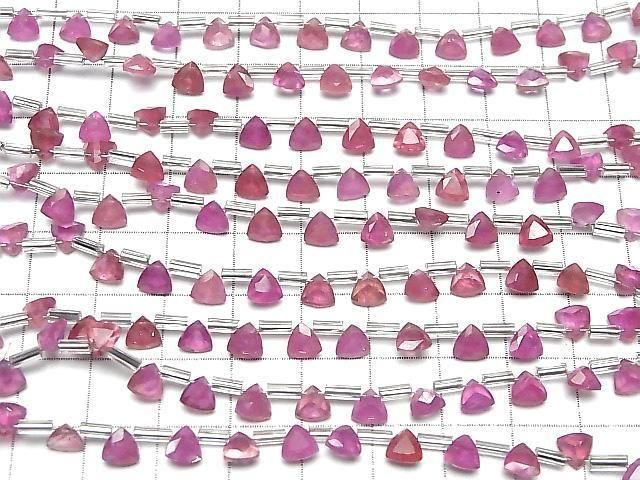 紅寶石（粉色藍寶石）AA++ 三角刻面 5x5mm 半串或 1 串珠子（13 顆）