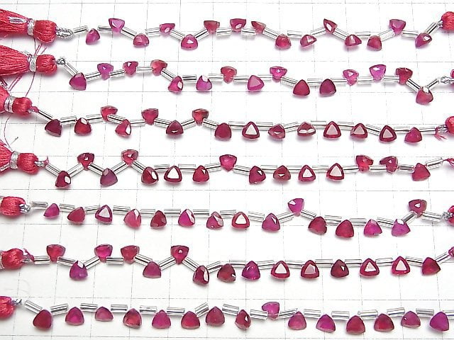 [Video]High Quality Ruby AAA Triangle Faceted 5x5mm 1strand (13pcs )