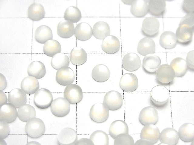 [Video] White Moonstone AAA- Round Cabochon 4x4mm 10pcs