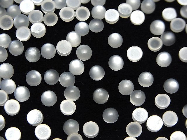 [Video] White Moonstone AAA- Round Cabochon 4x4mm 10pcs