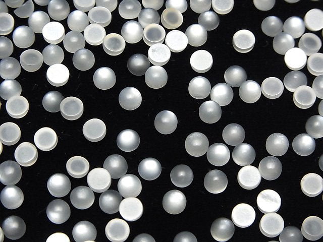 [Video] White Moonstone AAA- Round Cabochon 4x4mm 10pcs