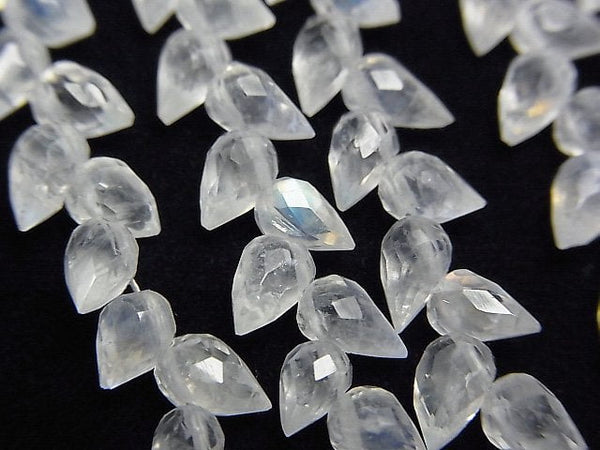 Faceted Briolette, Flower, Rainbow Moonstone Gemstone Beads