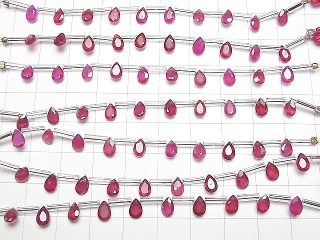 [Video]High Quality Ruby AAA Pear shape Faceted 6x4mm 1strand (8pcs )