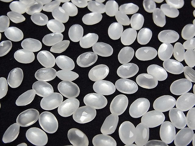 [Video]High Quality White Moonstone AAA Oval Faceted 6x4mm 10pcs