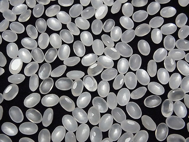[Video]High Quality White Moonstone AAA Oval Faceted 6x4mm 10pcs