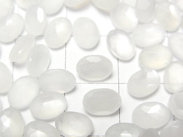 [Video]High Quality White Moonstone AAA Oval Faceted 7x5mm 10pcs