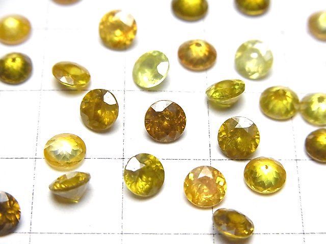 [Video]High Quality Sphalerite AAA Loose stone Round Faceted 5x5mm [Yellow] 1pc