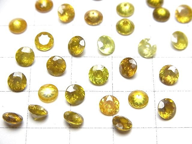 [Video]High Quality Sphalerite AAA Loose stone Round Faceted 5x5mm [Yellow] 1pc