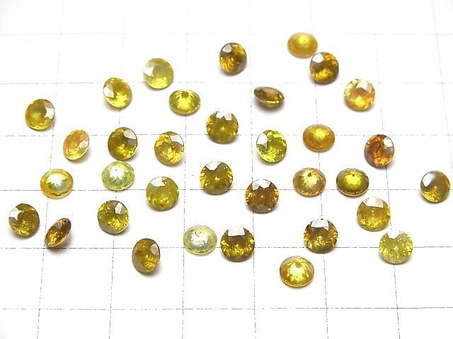 [Video]High Quality Sphalerite AAA Loose stone Round Faceted 5x5mm [Yellow] 1pc